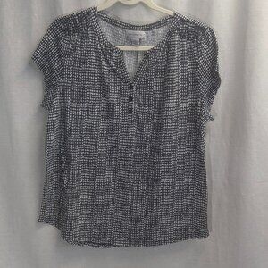 Liz Claiborne Size Large Navy and White Tunic